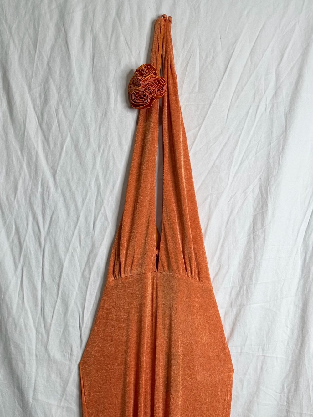 NWT The Sang Orange Halter Jumpsuit Size L Glitter Backless Romper